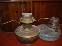 (2) Oil Lamps w/ Aladdin Model 12 Brass +
