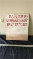 WOODEN DANGER  BABY RATTLERS SIGN
