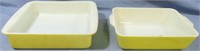 2 PYREX YELLOW CASSAROLE DISHES: 8.5X10" & 7X9.5"