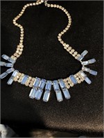 Beautiful rhinestone necklace. Blue and clear