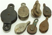 Lot of 7 Antique Pulleys