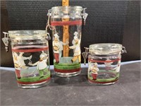 Three Piece Glass Canister Set