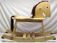 E4) CHILDS WOODEN ROCKING HORSE