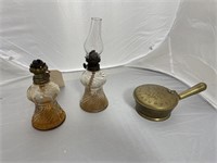Metal Butter Melter - 2 Small Oil Lamps
