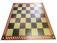 Hand Painted Checkerboard Folk Art Style Area Rug