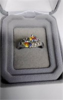 sterling pear shaped multicolor stones ring
