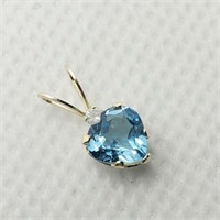 14K YELLOW GOLD BLUE TOPAZ(0.4CT) DIAMOND(0.01CT)
