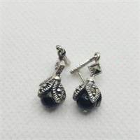 SILVER GENUINE GEMSTONE  EARRINGS