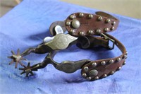 Antique Spurs Sims Lady Legs Silver Overlay