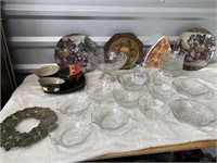 Decorative Plates & Clear Glass Assortment