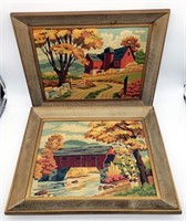 Vintage Framed Fall Scene Paintings M. Melot (2)