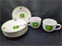 7 John Deere Bowls & 2 Soup Mugs Used
