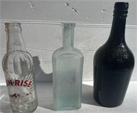 Vintage Glass Aqua Blue Apothecary Bottle, BLACK