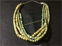 20" Four Strand Turquoise & Sterling Necklace