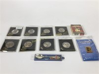 Lot of 8 Mickey Collector Coins & 3 Mickey Items