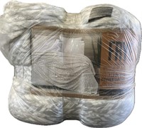 Frye King Size Plush Blanket, White & Grey ^