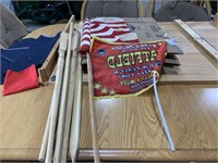 Flags, four spindle legs 30in and two wooden