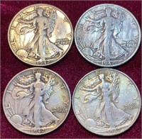 1942-P, D & S Liberty Standing Half dollar coins