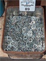 Vintage tin of lock washers