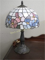 Small Table Lamp With Domed Leaded Glass Shade