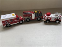 (3) Toy Emergency Vehicles (Fire truck,