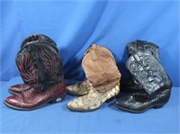 3 Pair Cowboy Boots sz 9, 9.5