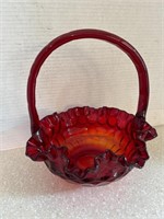 Vintage Fenton Ruby Red Glass basket