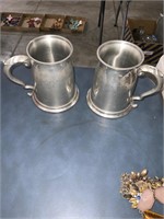 2 Sheffield England Pewter mugs clear bottoms