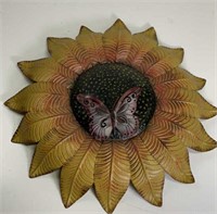 Metal sunflower w butterfly decor