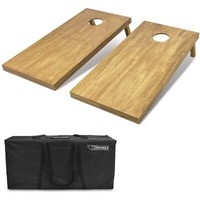 GoSports Light Wood Stain Cornhole Game Set