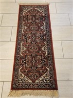 Red Wool Oriental Rug Runner w/ Fringe, 2 of 2