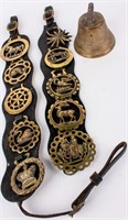 Vintage Brass Swiss Cow Bell & Horse Tack Straps