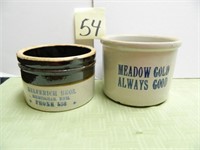 (2) Advertising Butter Crocks - Meadow Gold &