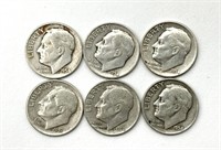 (6) Roosevelt Dimes : 1954, 1956, and 1958