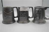 3 Large Pewter Mugs