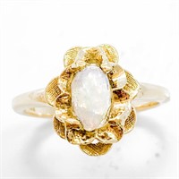 Vintage Opal & 10k Yellow Gold Cocktail Ring