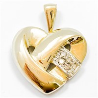 10k White & Yellow Gold Diamond Heart Pendant