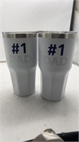 2 #1 dad white tumblers