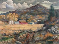 Folk Art Farm In Landscape Painting