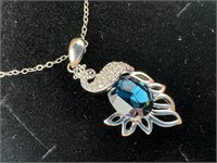 Peacock Pendant & Necklace - 925 Sterling Silver