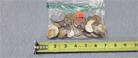 Bag of Foreign Coins & Tokens