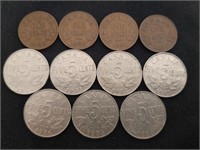 1930-1936 Canadian King George V Nickel & Pennies