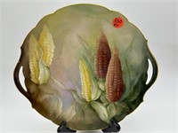 ANTIQUE T&V LIMOGES HAND PAINTED CORN CAKE PLATE