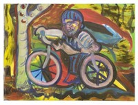 TRUMAN MARQUEZ (B.1962) FIGURE & BICYCLE PAINTING