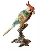 Bird Jeweled Trinket Box with Hinged Lid