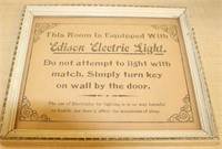 FRAMED EDISON ELECTRIC LIGHT SIGN
