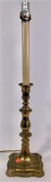 Brass candlestick lamp, 7" base x 15" tall, 28"