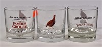 3 "The Famous Grouse" whiskey glasses