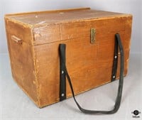 Wood Box with Hinged LId & Straps