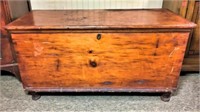 Old Wooden Chest with Hinged Top